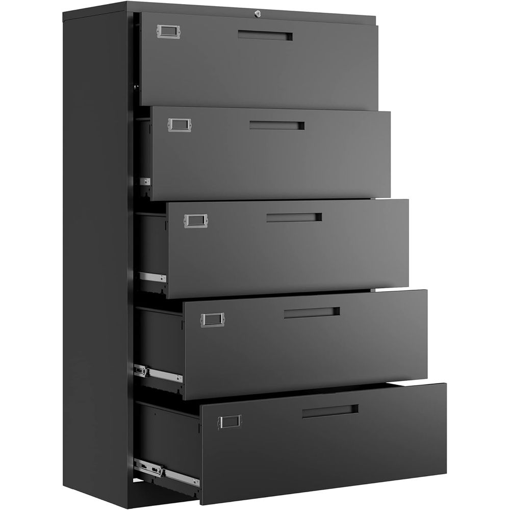 File Cabinet Lateral - 5-Drawer Metal Lateral Filing Cabinet with