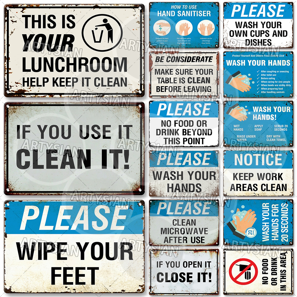 Office Furniture Layout - Hygiene Metal Sign No Shoes No