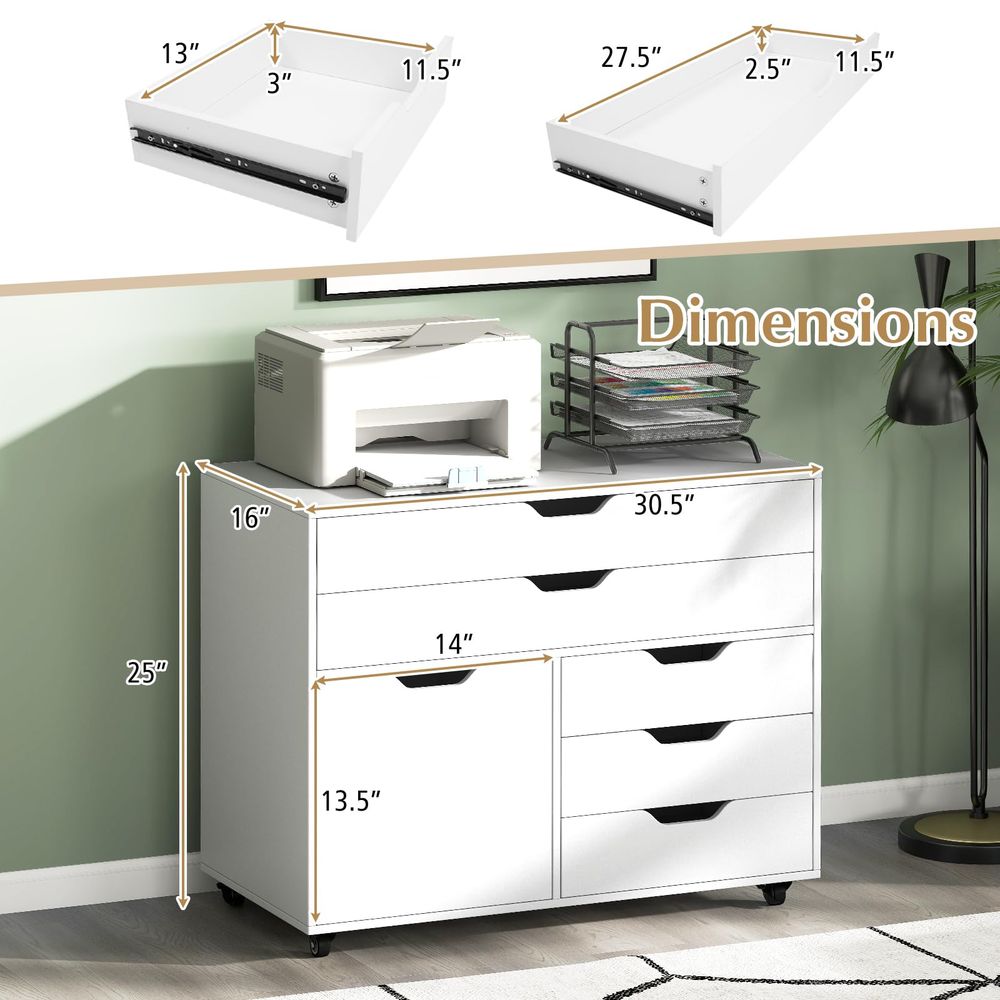 5Drawer Mobile File Cabinet, R - File Cabinet Lateral บทวิจารณ์และราคา