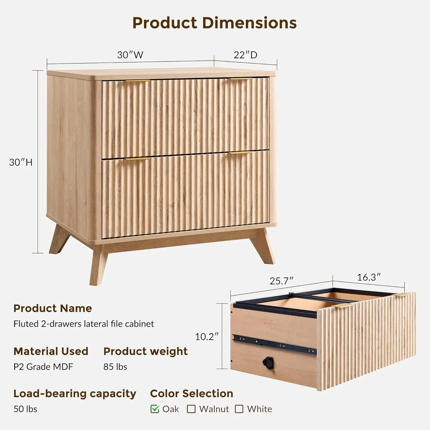 2 Drawer File Cabinet, 30