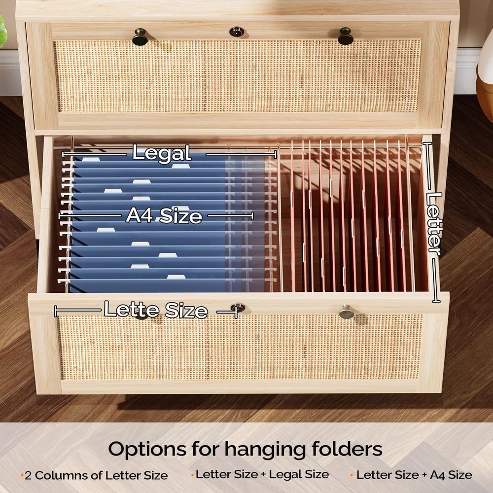 Wood Rattan 2Drawer Lateral Fi - File Cabinet Lateral บทวิจารณ์และราคา