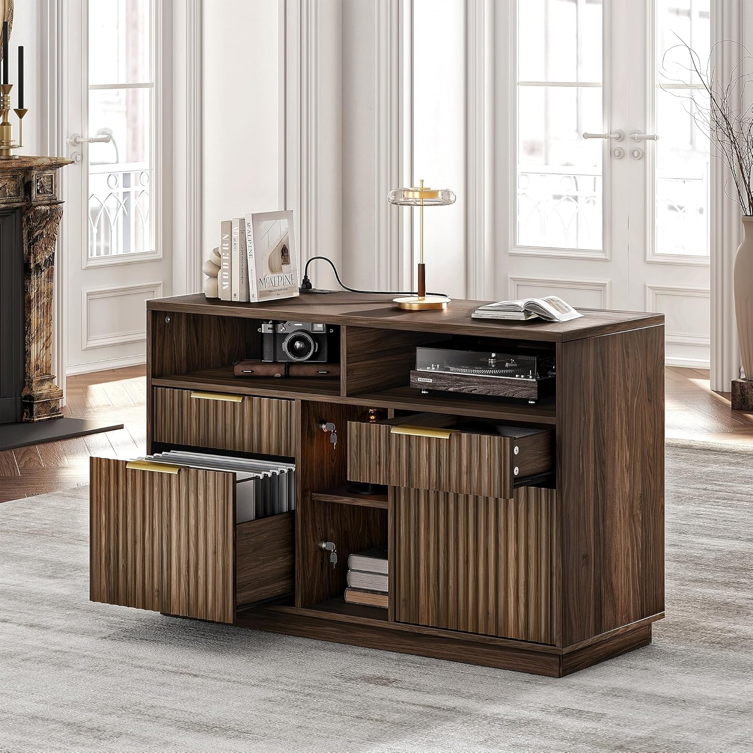 4 Drawer File Cabinet, Fluted  - File Cabinet Lateral บทวิจารณ์และราคา