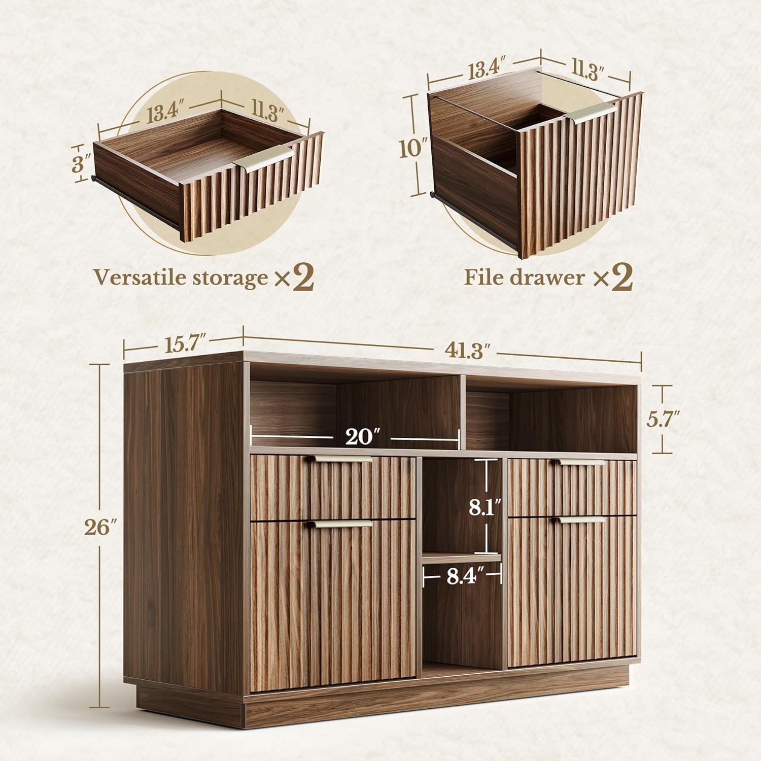 4 Drawer File Cabinet, Fluted  - File Cabinet Lateral บทวิจารณ์และราคา