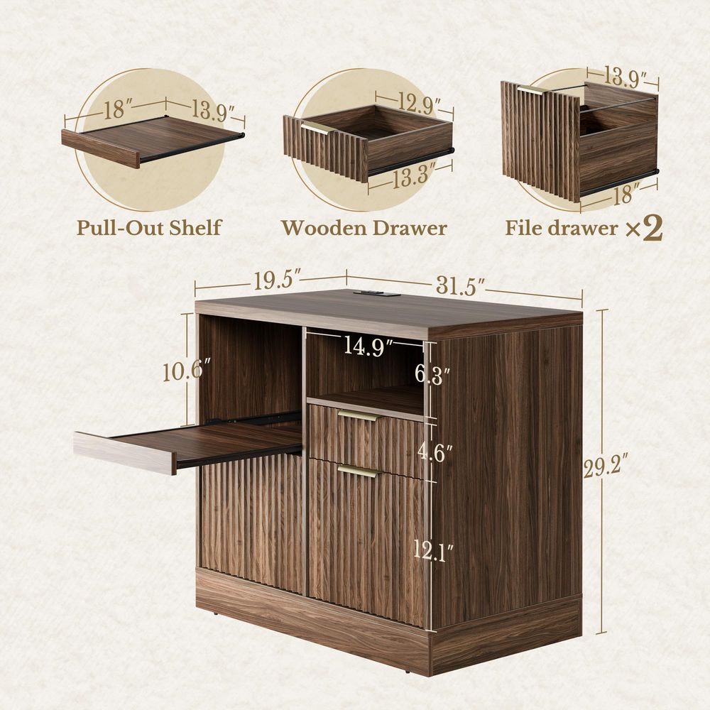 Drawer File Cabinet, Fluted Wo - File Cabinet Lateral บทวิจารณ์และราคา