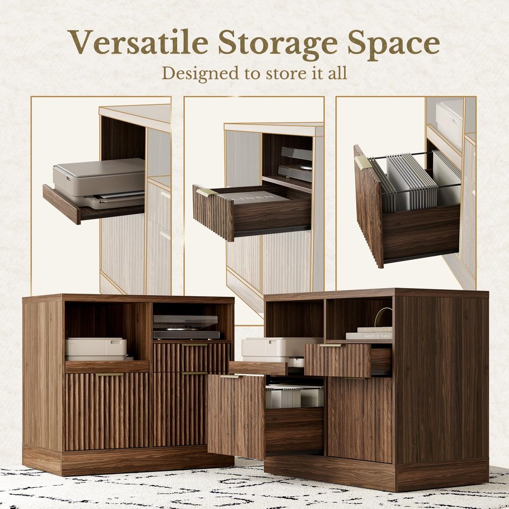 Drawer File Cabinet, Fluted Wo - File Cabinet Lateral บทวิจารณ์และราคา
