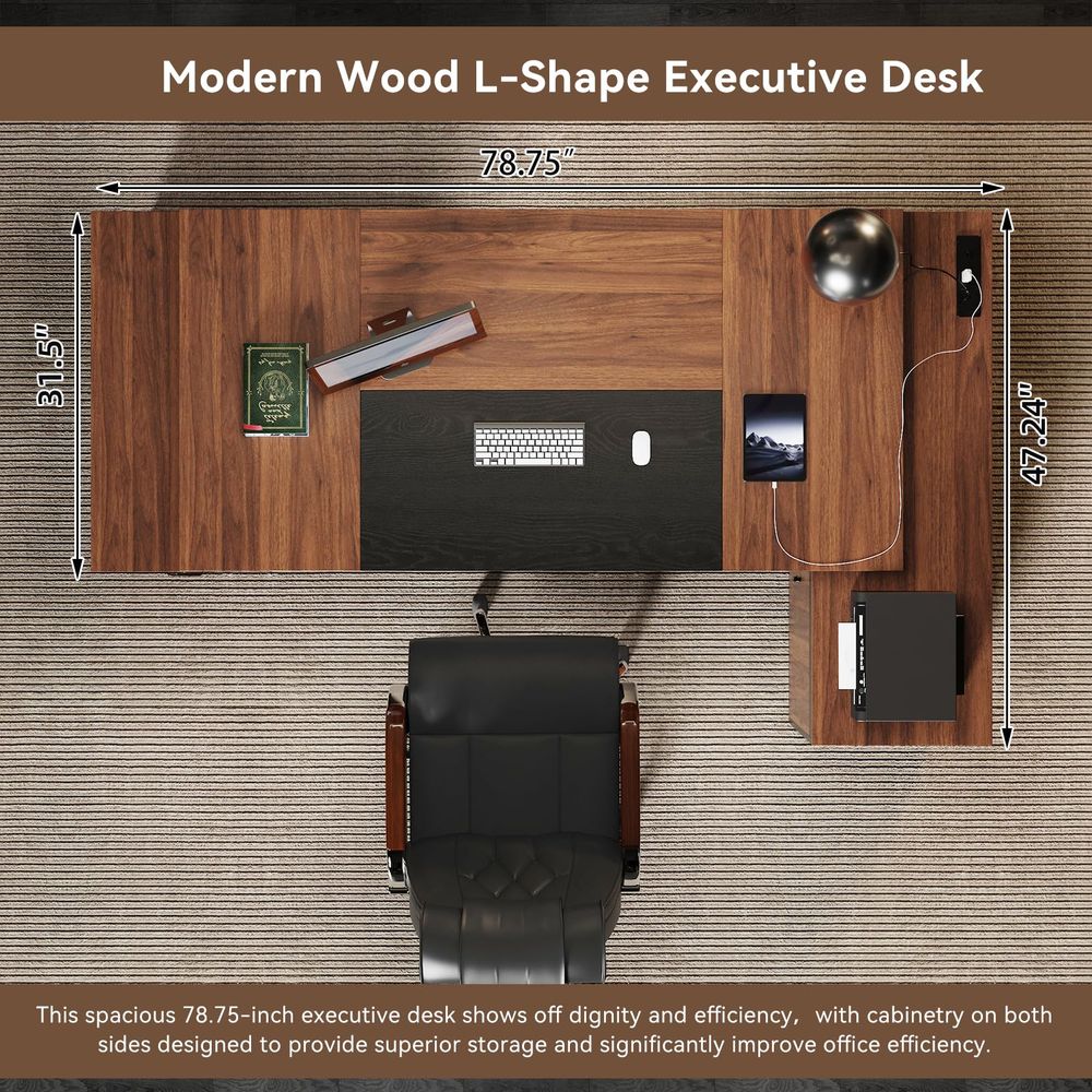 Executive LShaped Desk with St - File Cabinet Lateral บทวิจารณ์และราคา