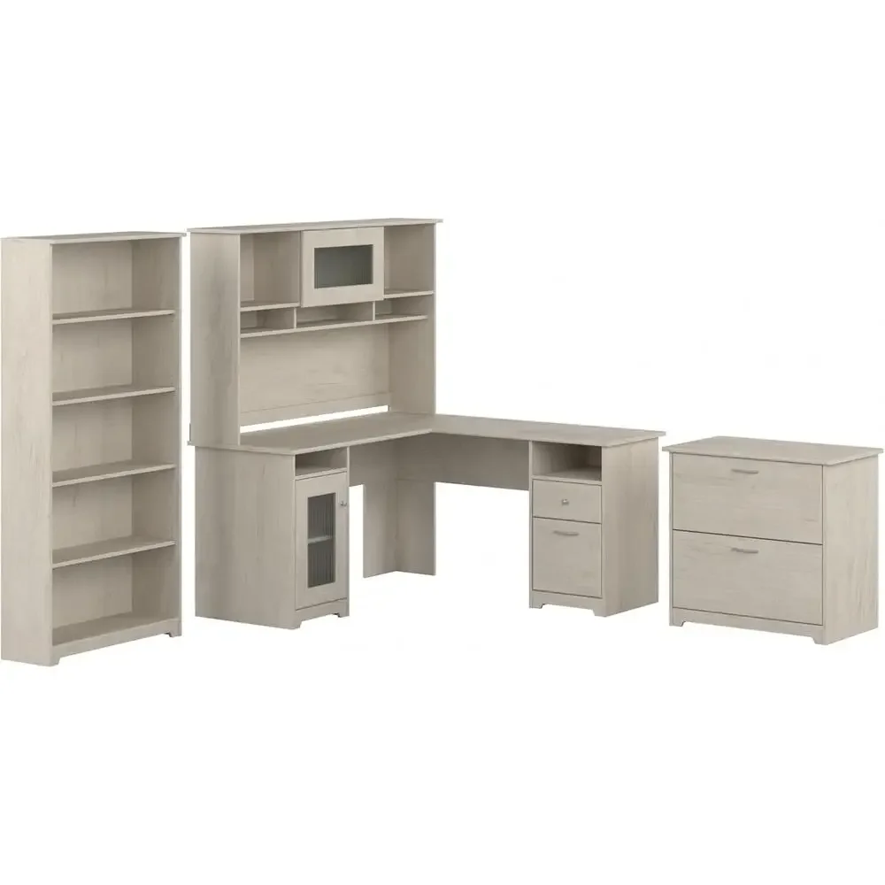 L-Shaped Desk with Hutch, 5-Sh - File Cabinet Lateral บทวิจารณ์และราคา