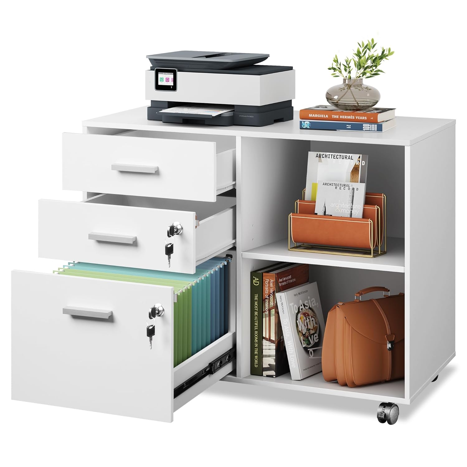 3-Drawer Wood File Cabinet wit - File Cabinet Lateral บทวิจารณ์และราคา
