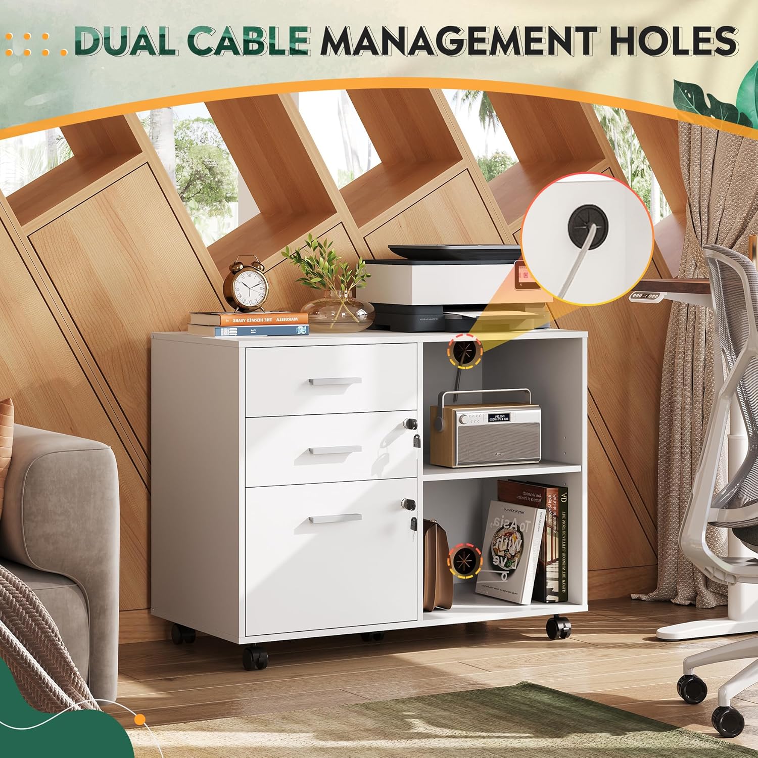 3-Drawer Wood File Cabinet wit - File Cabinet Lateral บทวิจารณ์และราคา