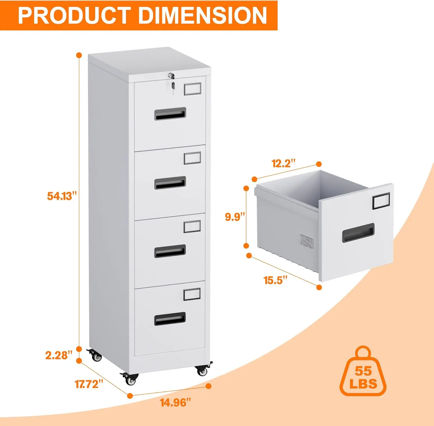 4 Drawer File Cabinet on Wheel - Office Furniture Names บทวิจารณ์และราคา