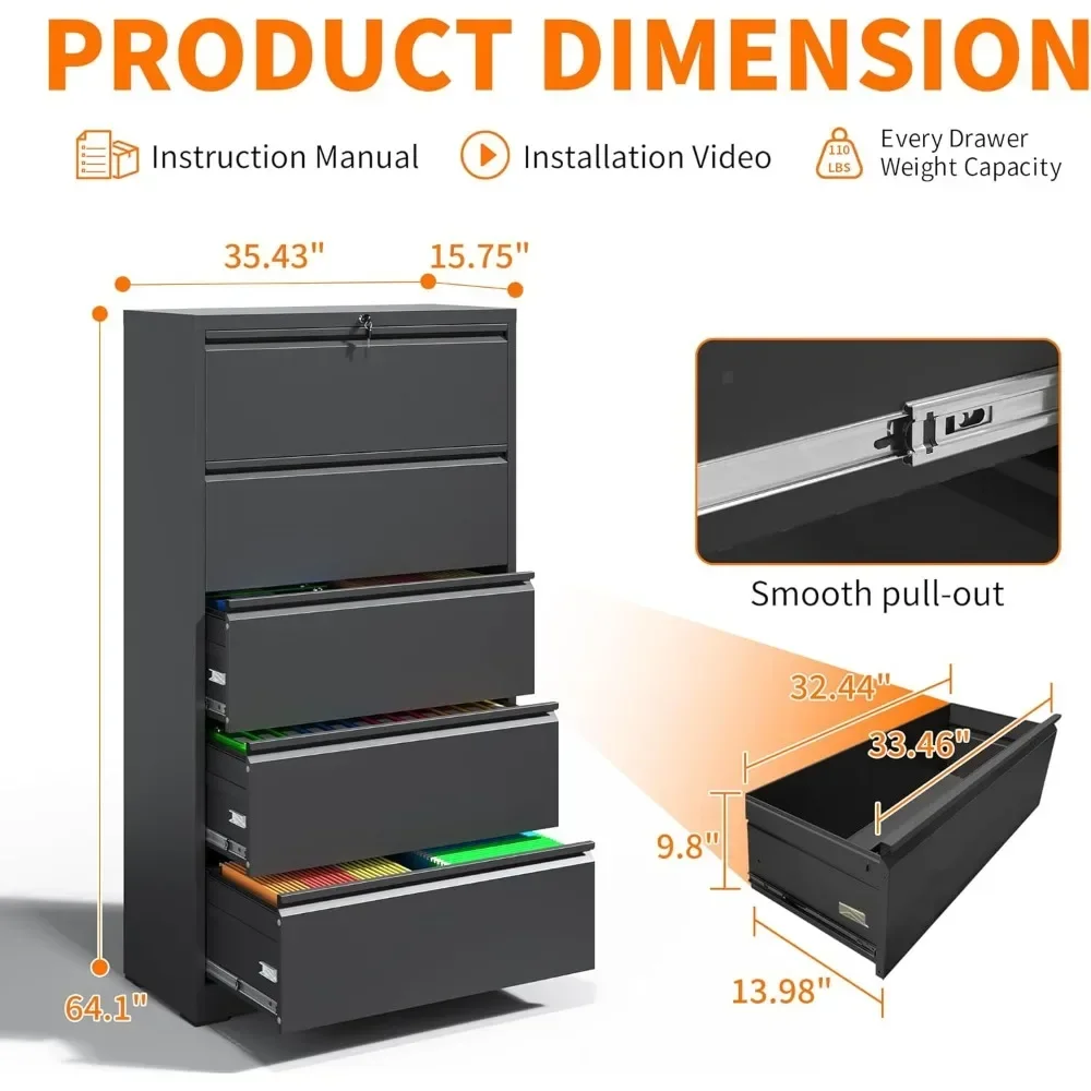 locking file cabinet with 5 dr - File Cabinet Lateral บทวิจารณ์และราคา