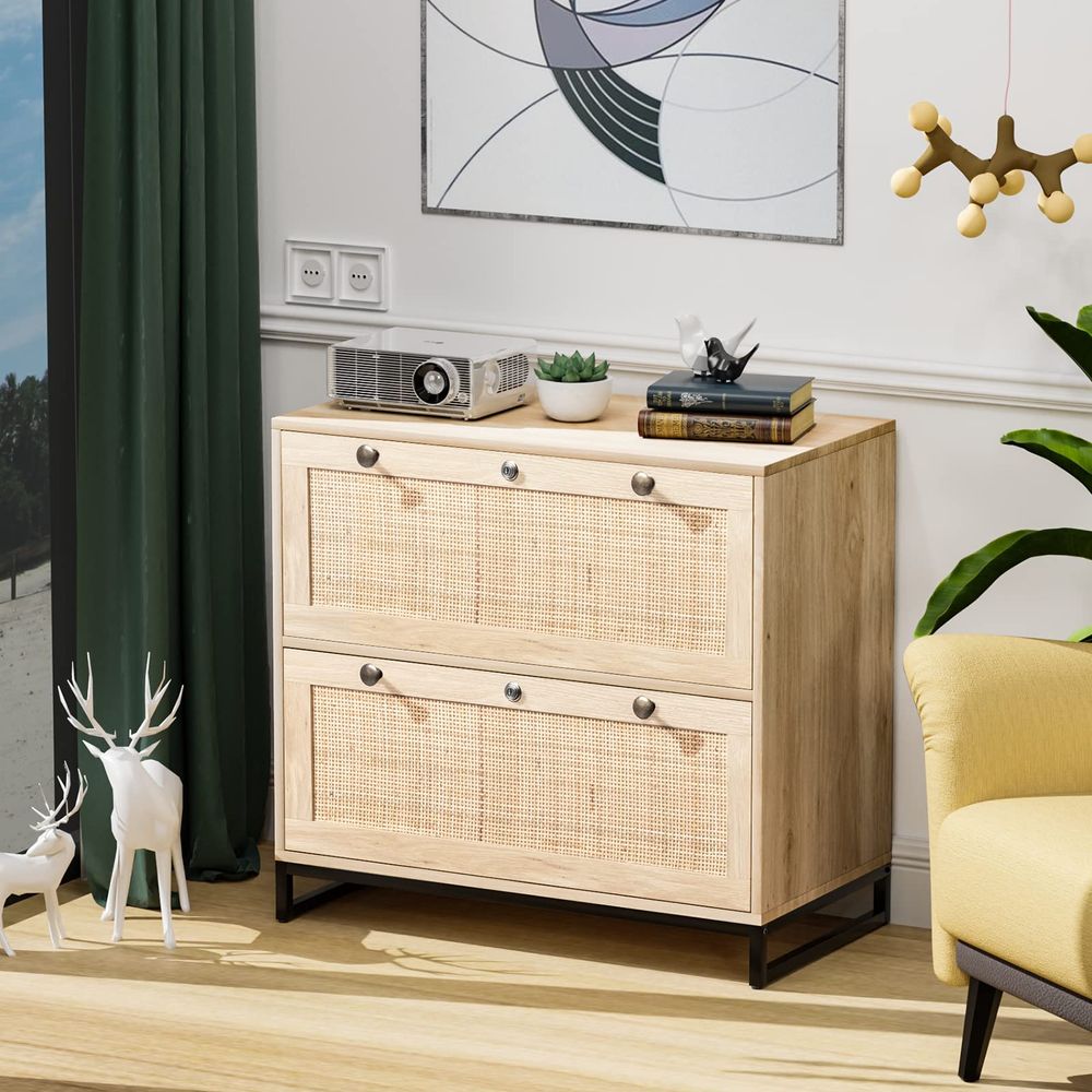 Wood Rattan 2Drawer Lateral Fi - File Cabinet Lateral บทวิจารณ์และราคา